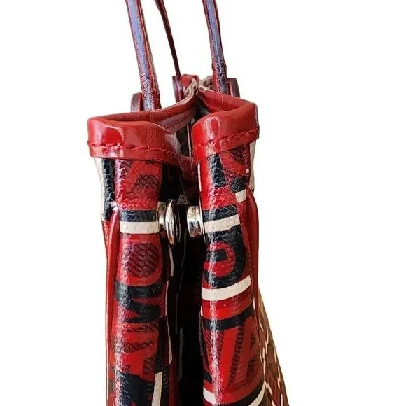 Authentic Salvatore Ferragamo Red/Black/White Logogram PVC/Leather SMALL Bag